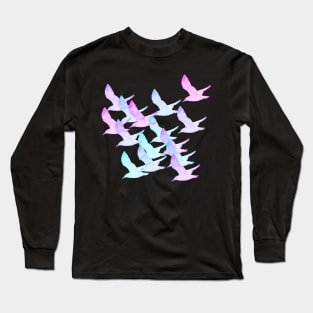 Seagulls (Translucent Gardient from Cyan to Magenta) Long Sleeve T-Shirt